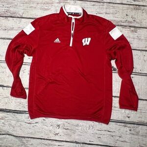 Wisconsin Badgers Adidas Climalite Athletic Red Sports Pullover Jacket
